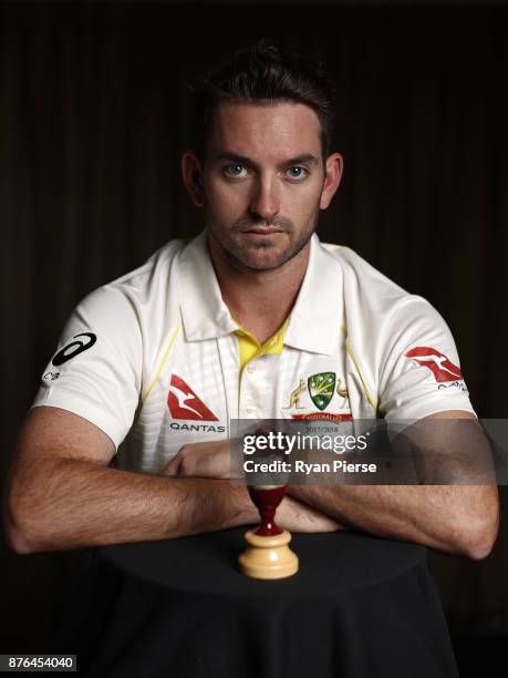 Chadd Sayers of Australia poses during the Australia Test cricket team portrait session on November 20, 2017 in Brisbane, Australia.