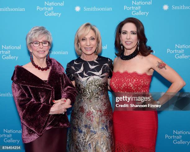 Honoree and actress Rita Moreno, NBC and MSNBC journalist Andrea Mitchell, and Fernanda Luisa Gordon at the National Portrait Gallery 2017 American...
