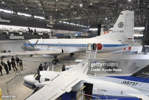 The first passenger airliner manufactured in Japan, is displayed on Nov. 20, 2017 at Aichi Museum of Flight, set to open on the grounds of Aichi...