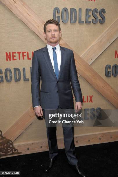 Jack O'Connell attends "Godless" New York premiere at The Metrograph on November 19, 2017 in New York City.