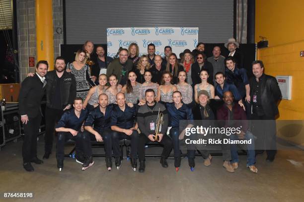 The Cast takes photos before the second annual "An Evening Of Scott Hamilton & Friends" hosted by Scott Hamilton to benefit The Scott Hamilton CARES...