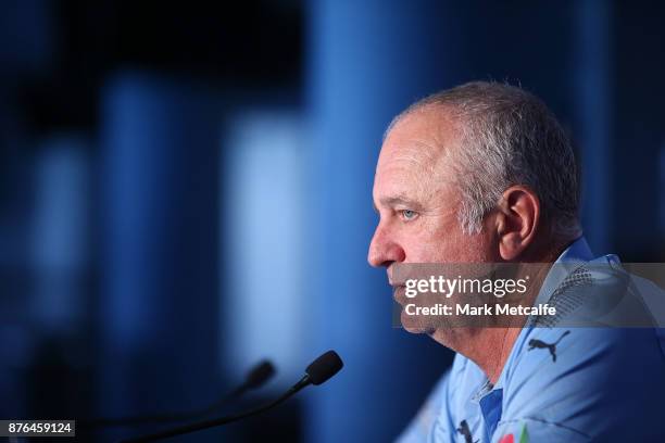 Sydney FC head coach Graham Arnold speaks to the media during a press conference at Allianz Stadium on November 20, 2017 ahead of tomorrow's FFA Cup...