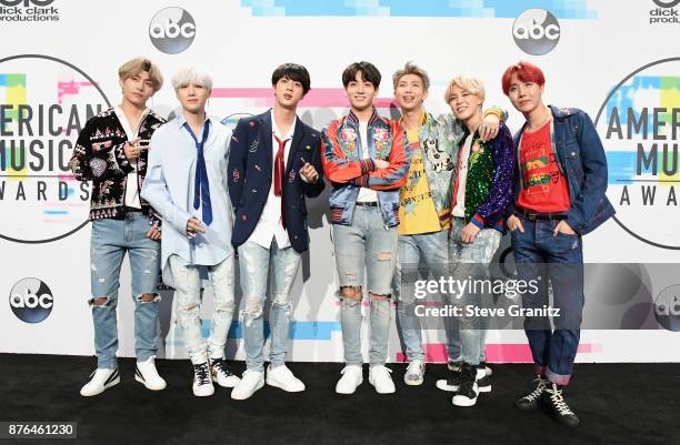 Poses in the press room during the 2017 American Music Awards at Microsoft Theater on November 19, 2017 in Los Angeles, California.