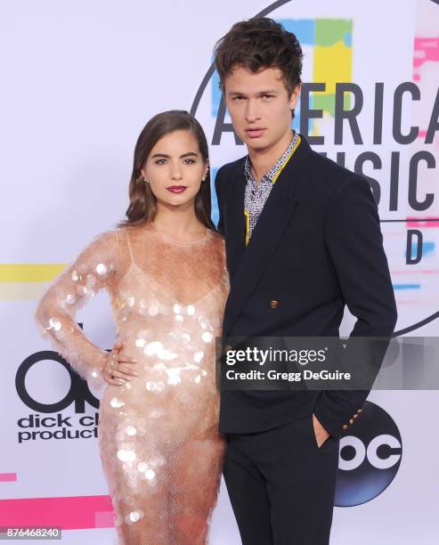 Violetta Komyshan and Ansel Elgort arrive at the 2017 American Music Awards at Microsoft Theater on November 19, 2017 in Los Angeles, California.