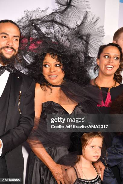 Ross Naess, Diana Ross, and Chudney Ross attend the 2017 American Music Awards at Microsoft Theater on November 19, 2017 in Los Angeles, California.