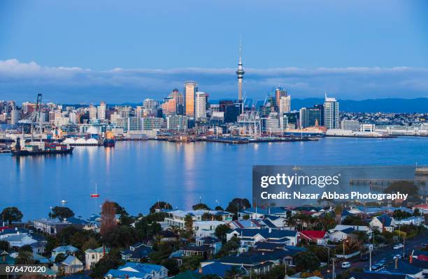 auckland skyline with houses in background. - auckland skyline stock pictures, royalty-free photos & images