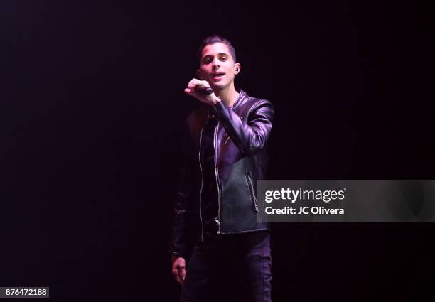 Joel Pimentel of CNCO performs onstage during Uforia's 'K-Love Live!' at The Forum on November 19, 2017 in Inglewood, California.