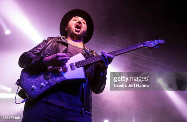 Guitarist Eli Maiman of Walk the Moon performs at The Fillmore Charlotte on November 19, 2017 in Charlotte, North Carolina.