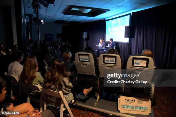 Comedians Michaela Watkins and Tig Notaro speak onstage during the 'Turning Point' event, part of Vulture Festival LA presented by AT&T at Hollywood...