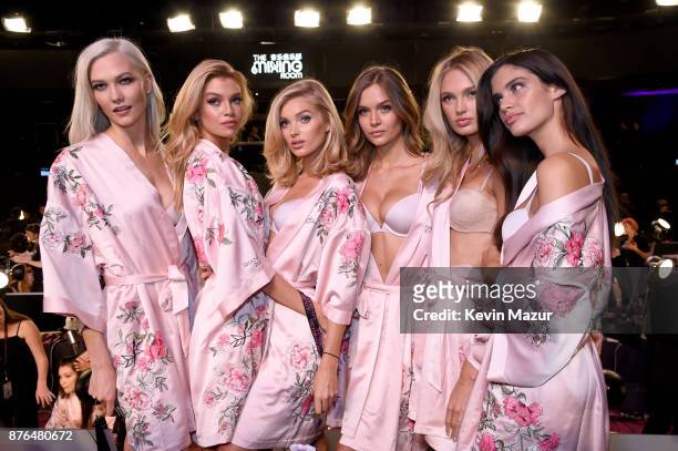 Karlie Kloss, Romee Strijd, Elsa Hosk, Josephine Skriver and Sara Sampaio during 2017 Victoria's Secret Fashion Show In Shanghai at Mercedes-Benz...