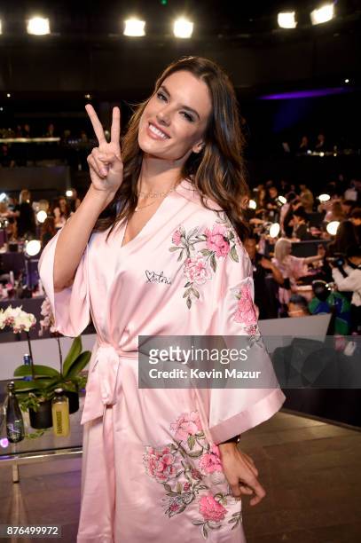 Victoria's Secret Angel Alessandra Ambrosio poses in Hair & Makeup during 2017 Victoria's Secret Fashion Show In Shanghai at Mercedes-Benz Arena on...