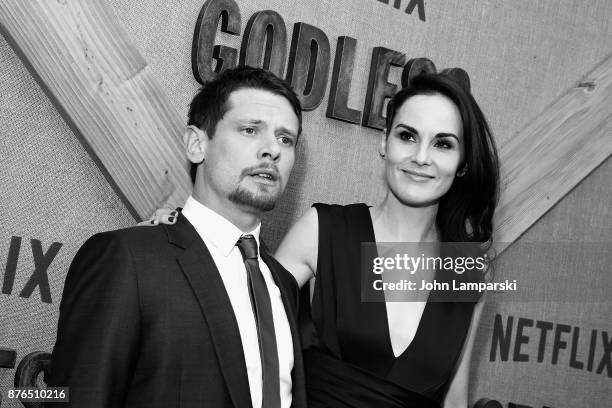 Jack O'Connell and Michelle Dockery attends "Godless" New York premiere at The Metrograph on November 19, 2017 in New York City.