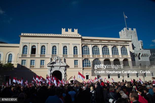 View of the Monaco Palace during the Monaco National Day on November 19, 2017 in Monaco, Monaco.