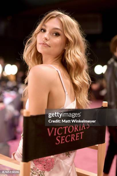 Victoria's Secret Angel Roosmarijn de Kok poses in Hair & Makeup during 2017 Victoria's Secret Fashion Show In Shanghai at Mercedes-Benz Arena on...