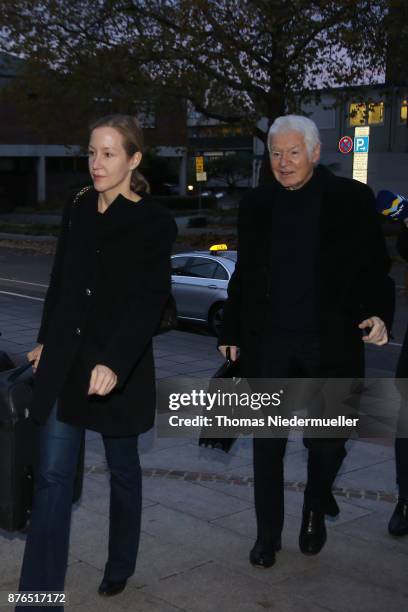 Anton Schlecker, founder of the now bankrupt German drugstore chain Schlecker, and his daugther Meike arrives for the day defense and prosecution...