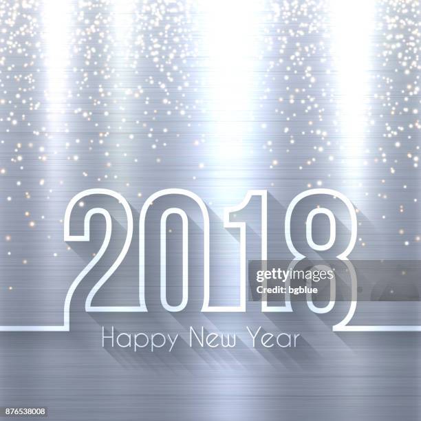 happy new year 2018 - brushed metal background with gold glitter - platinum stock illustrations