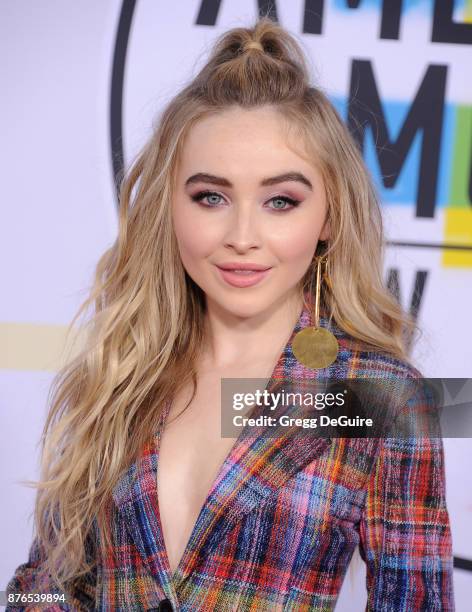 Sabrina Carpenter arrives at the 2017 American Music Awards at Microsoft Theater on November 19, 2017 in Los Angeles, California.