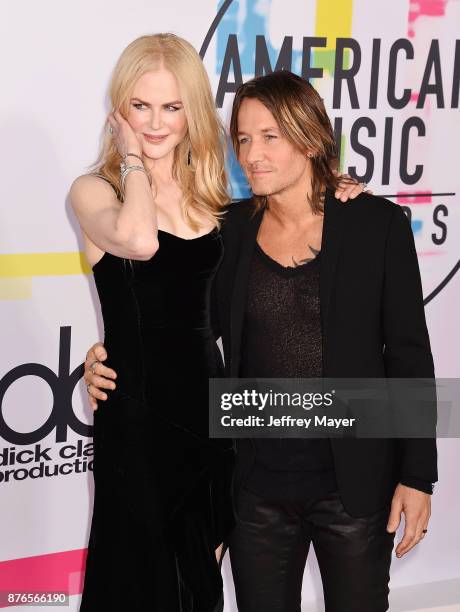 Actress Nicole Kidman and singer/musican Keith Urban attend the 2017 American Music Awards at Microsoft Theater on November 19, 2017 in Los Angeles,...