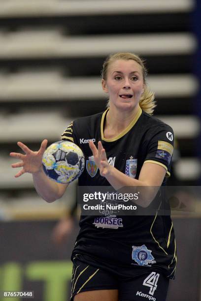 Bucharest's Isabelle Gullden during the EHF Woman's Champions League game between CSM Bucharest and Vistal Gdynia at Dinamo Polyvalent Hall in...