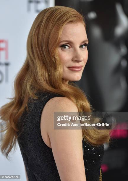 Actress Jessica Chastain arrives at AFI FEST 2017 Closing Night Gala Screening of 'Molly's Game' at TCL Chinese Theatre on November 16, 2017 in...