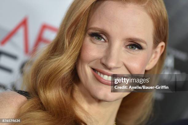 Actress Jessica Chastain arrives at AFI FEST 2017 Closing Night Gala Screening of 'Molly's Game' at TCL Chinese Theatre on November 16, 2017 in...