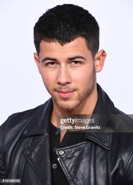 Nick Jonas arrives at the 2017 American Music Awards at Microsoft Theater on November 19, 2017 in Los Angeles, California.