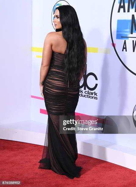 Demi Lovato arrives at the 2017 American Music Awards at Microsoft Theater on November 19, 2017 in Los Angeles, California.