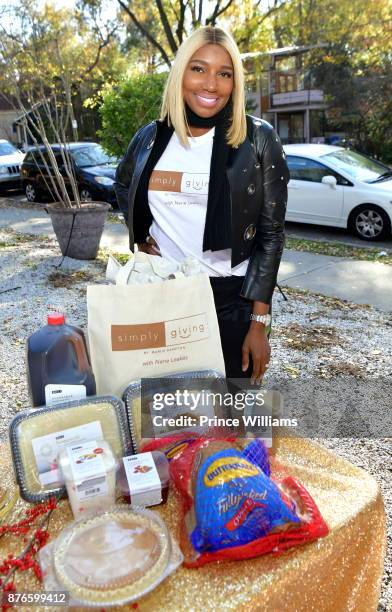 Nene Leaks attends Thanksgiving Meal Giveaway With Nene and Marlo at Gio's on November 19, 2017 in Atlanta, Georgia.