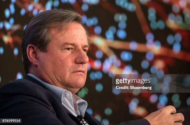 Wilhelm Hubner, chief executive officer of Auchan Retail SA, looks on during a news conference in Hong Kong, China, on Monday, Nov. 20, 2017. Alibaba...