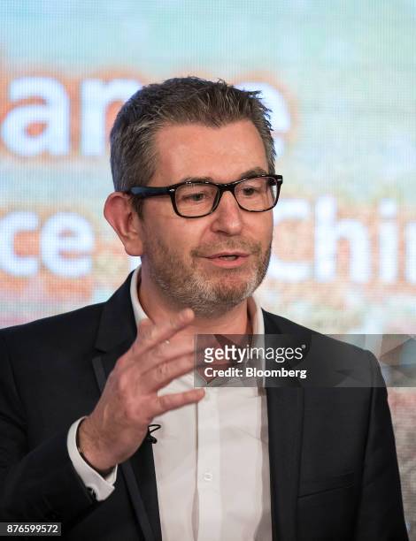 Ludovic Holinier, chief executive officer of Sun Art Retail Group Ltd., speaks during a news conference in Hong Kong, China, on Monday, Nov. 20,...