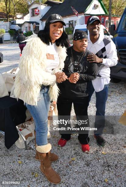 Marlo Hamptonayyends Thanksgiving Meal Giveaway with Nene and Marlo at Gio's on November 19, 2017 in Atlanta, Georgia.