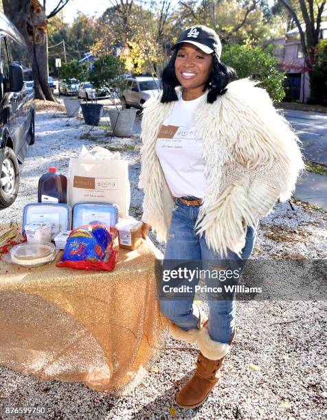 Marlo Hampton attends a Thanksgiving Meal Giveaway With Nene and Marlo at Gio's on November 19, 2017 in Atlanta, Georgia.