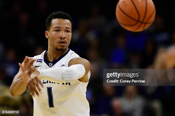 Jalen Brunson of the Villanova Wildcats passes the ball against the Lafayette Leopards during the first half at the PPL Center on November 17, 2017...