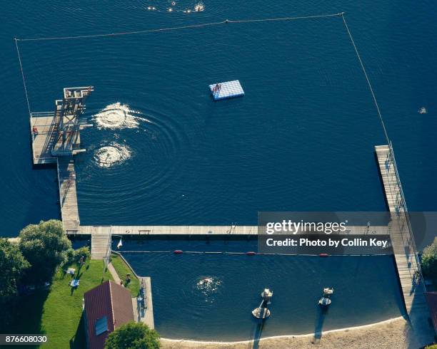 luftbild: badestelle am möllner see - mölln stock-fotos und bilder