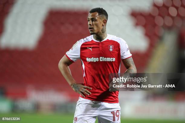 Jonson Clarke-Harris of Rotherham United during the Sky Bet League One match between Rotherham United and Shrewsbury Town at The New York Stadium on...