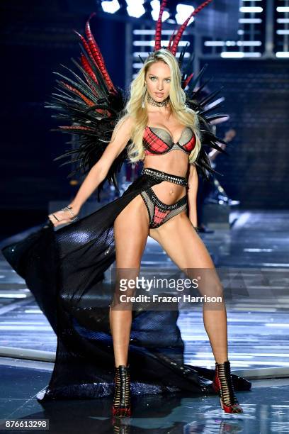 Model Candice Swanepoel walks the runway during the 2017 Victoria's Secret Fashion Show In Shanghai at Mercedes-Benz Arena on November 20, 2017 in...