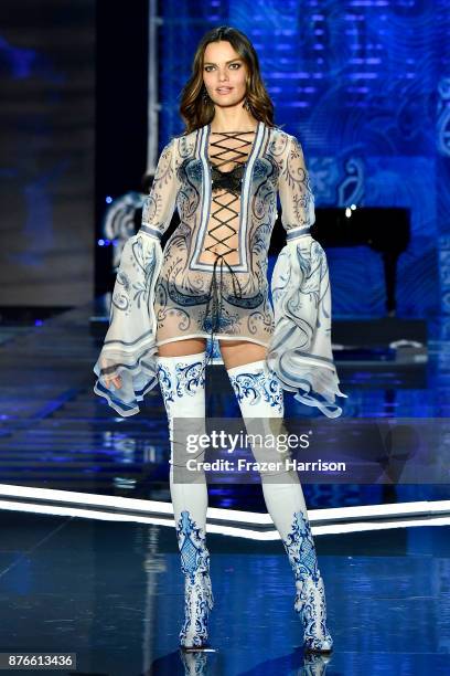 Model Barbara Fialho walks the runway during the 2017 Victoria's Secret Fashion Show In Shanghai at Mercedes-Benz Arena on November 20, 2017 in...