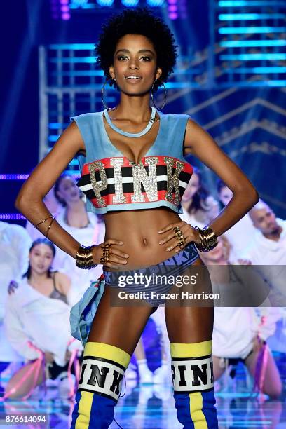 Model Alecia Morais walks the runway during the 2017 Victoria's Secret Fashion Show In Shanghai at Mercedes-Benz Arena on November 20, 2017 in...