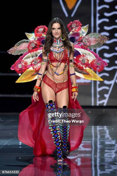 Victoria's Secret Angel Alessandra Ambrosio walks the runway during the 2017 Victoria's Secret Fashion Show In Shanghai at Mercedes-Benz Arena on...