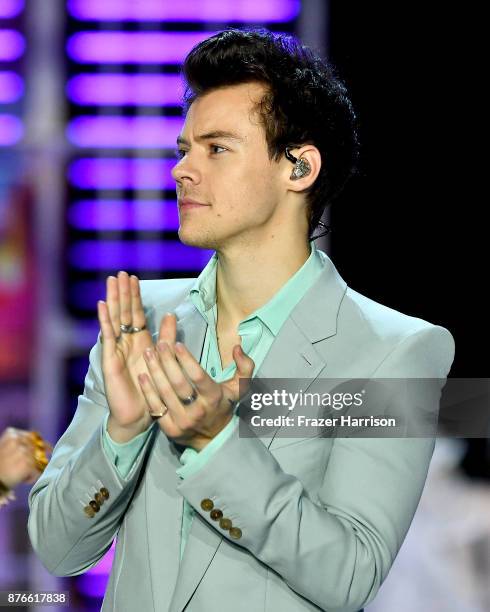 Singer Harry Styles performs on the runway during the 2017 Victoria's Secret Fashion Show In Shanghai at Mercedes-Benz Arena on November 20, 2017 in...