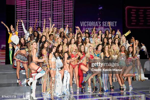 Victoria's Secret models Adriana Lima, Alessandra Ambrosio, Candice Swanepoel, Elsa Hosk, Jasmine Tookes, Josephine Skriver, Lais Ribeiro, Lily...