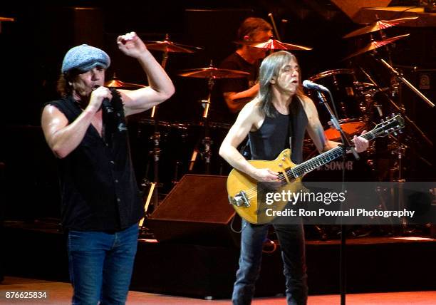 Brian Johnson and Malcolm Young perform at the TD Boston Garden, November 9, 2008