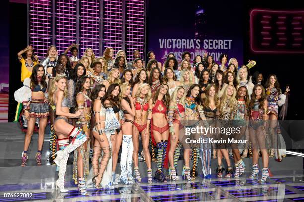 Victoria's Secret models Adriana Lima, Alessandra Ambrosio, Candice Swanepoel, Elsa Hosk, Jasmine Tookes, Josephine Skriver, Lais Ribeiro, Lily...