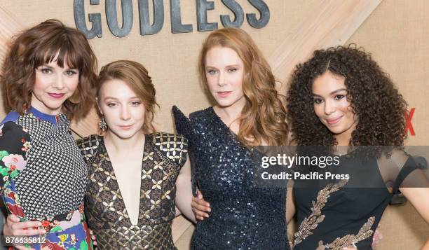 Audrey Moore, Kayli Carter, Christiane Seidel, Jessica Sula attend Netflix Godless premiere at Metrograph.