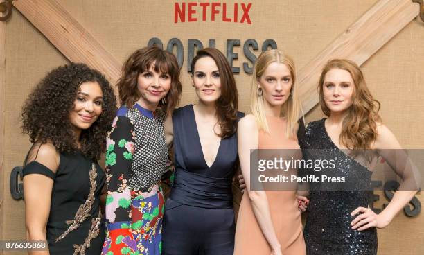 Jessica Sula, Audrey Moore, Michelle Dockery, Tess Frazer, Christiane Seidel attend Netflix Godless premiere at Metrograph.