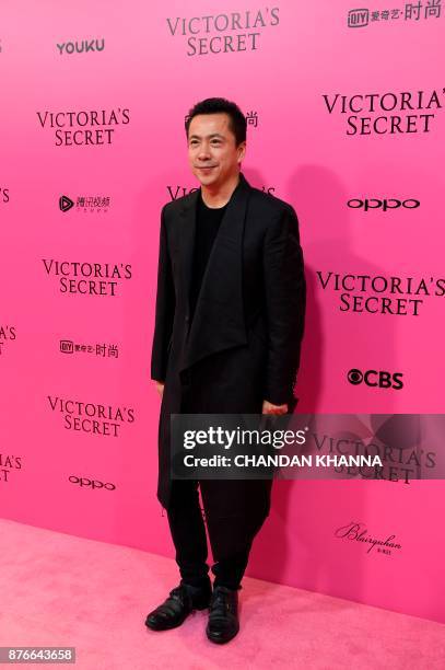 Wang Zhonglei, president of Huayi Brothers Media Corp, arrives on the "Pink Carpet" ahead of the start of the 2017 Victoria's Secret Fashion Show in...