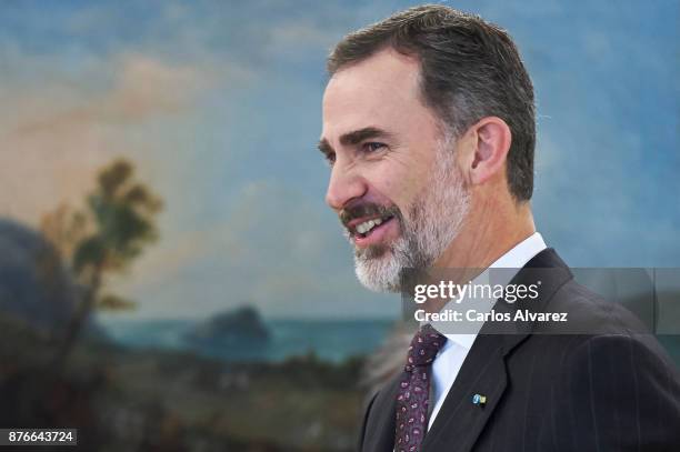 King Felipe VI of Spain reveives Palestinian President Mahmoud Abbas at the Zarzuela Palace on November 20, 2017 in Madrid, Spain.