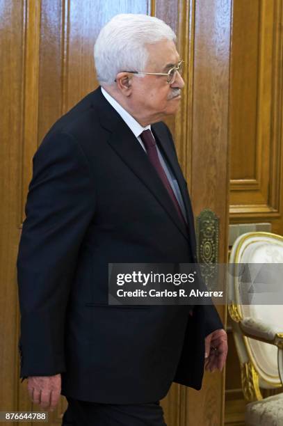 Palestinian President Mahmoud Abbas arrives at the Zarzuela Palace on November 20, 2017 in Madrid, Spain.