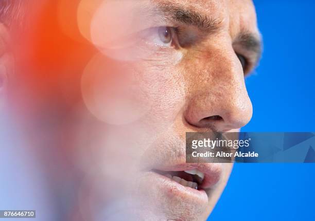 Head Coach of Sevilla FC Eduardo Berizzo attends the press conference prior to their Champions League match against Liverpool FC at the Sevilla FC...