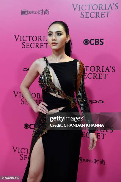 Thai actress and model Davika Hoorne arrives on the "Pink Carpet" ahead of the start of the 2017 Victoria's Secret Fashion Show in Shanghai on...